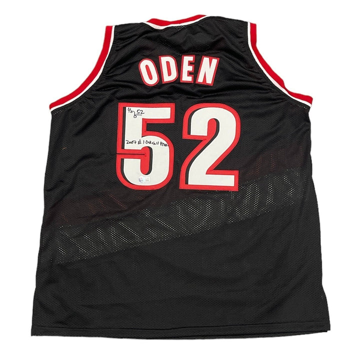 Greg Oden Signed Portland Custom Jersey w/ #1 Pick Beckett Witness Authenticated-Powers Sports Memorabilia