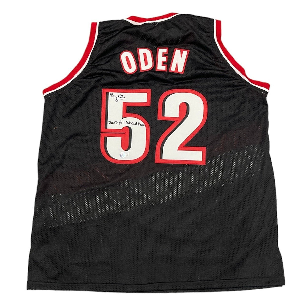 Greg Oden Signed Portland Custom Jersey w/ #1 Pick Beckett Witness Authenticated-Powers Sports Memorabilia