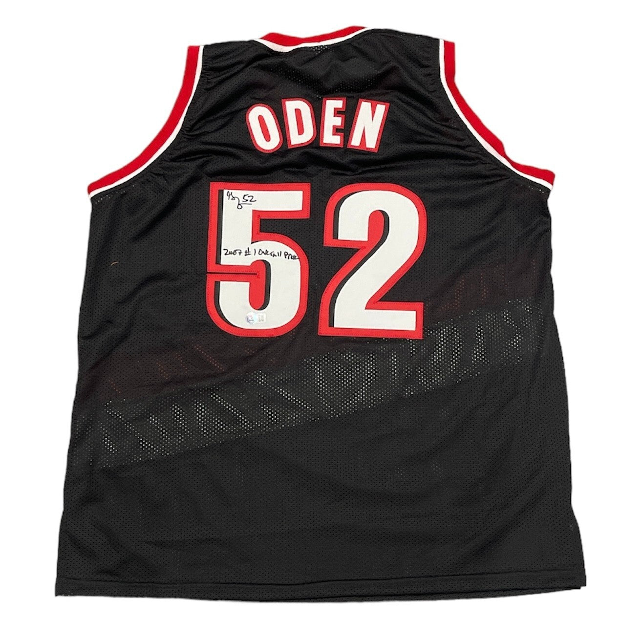 Greg Oden Signed Portland Custom Jersey w/ #1 Pick Beckett Witness Authenticated-Powers Sports Memorabilia