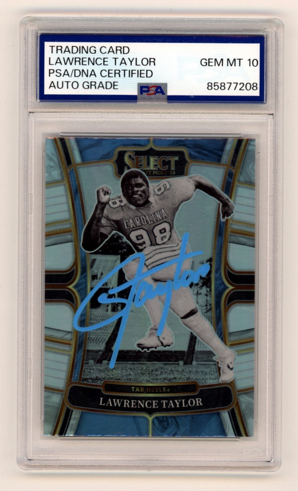 Lawrence Taylor 2023 Panini Select Draft Picks Silver Prizm Signed PSA 10 Auto-Powers Sports Memorabilia