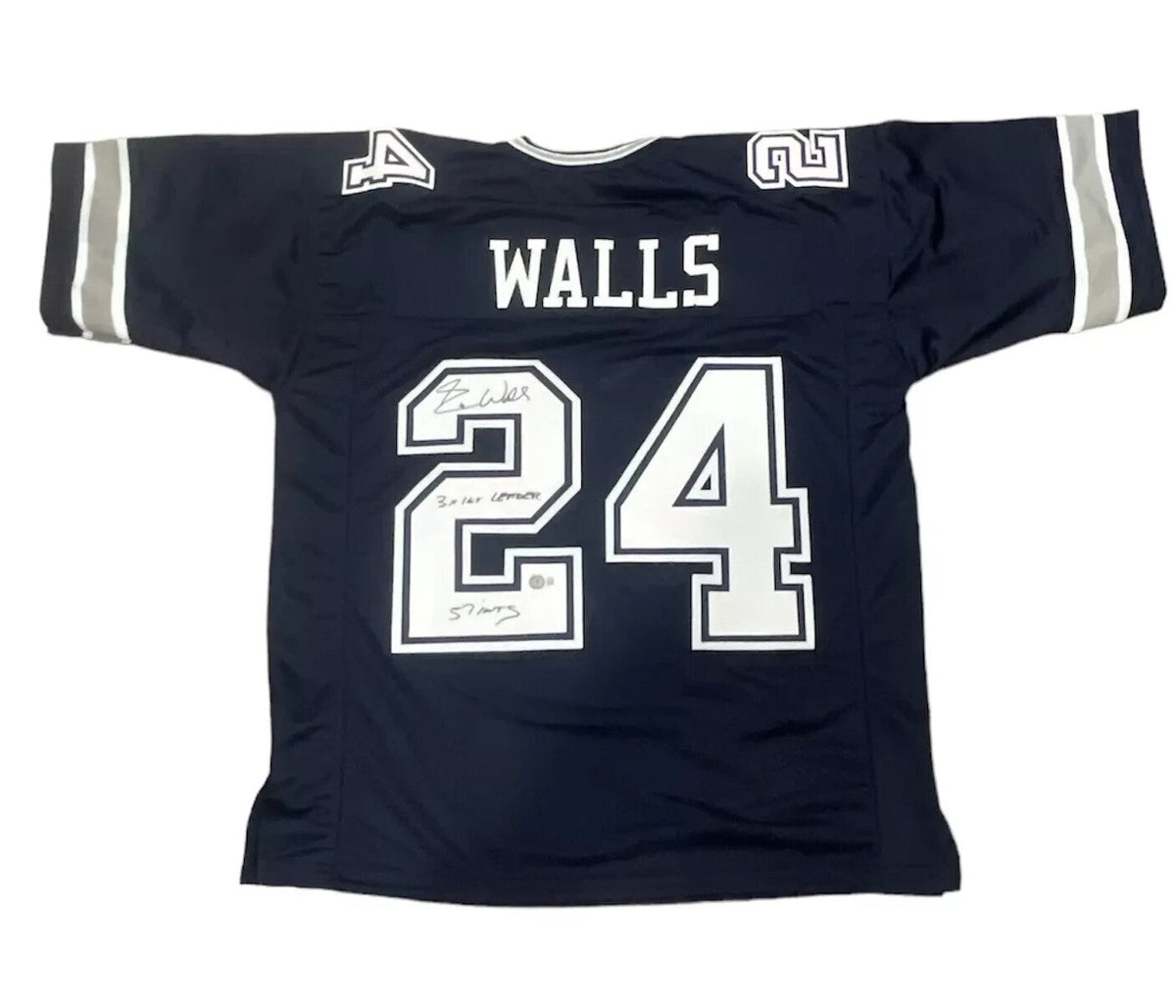 Everson Walls Signed Dallas Cowboys Custom Jersey 2 ins Beckett Witness BAS COA-Powers Sports Memorabilia