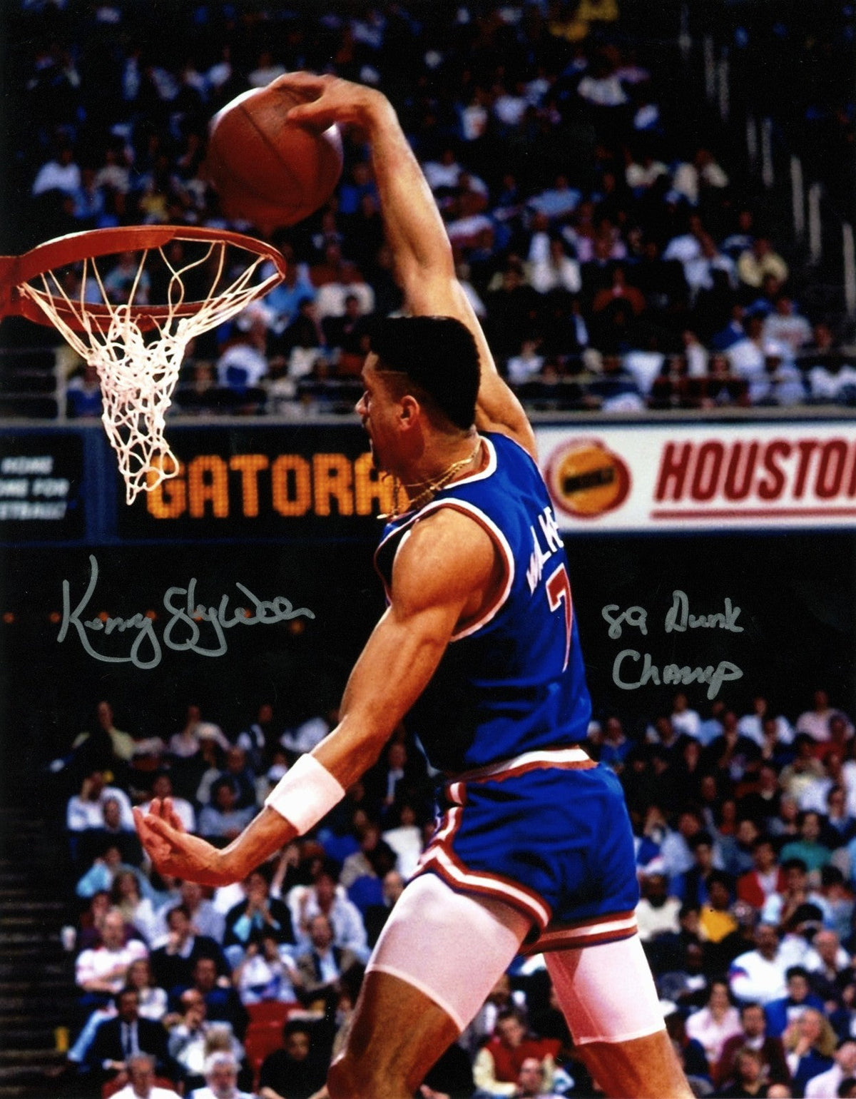 Kenny "Sky" Walker Signed NY Knicks 8x10 Photo w/ 89 Slam Dunk Champ LSCM COA #2-Powers Sports Memorabilia