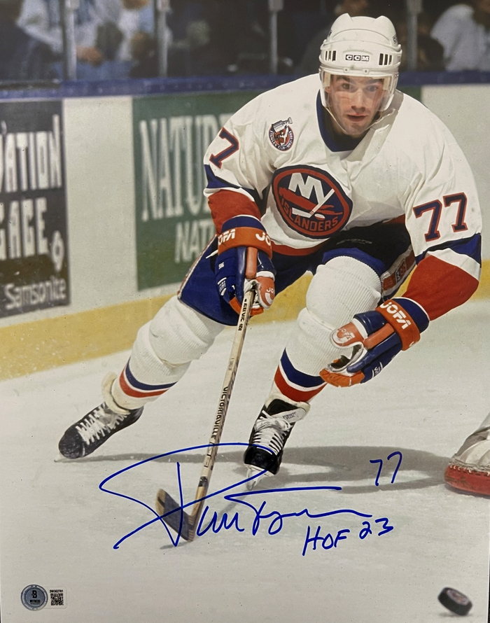Pierre Turgeon Signed New York Islanders 11x14 Photo HOF Beckett Witness Authenticated-Powers Sports Memorabilia