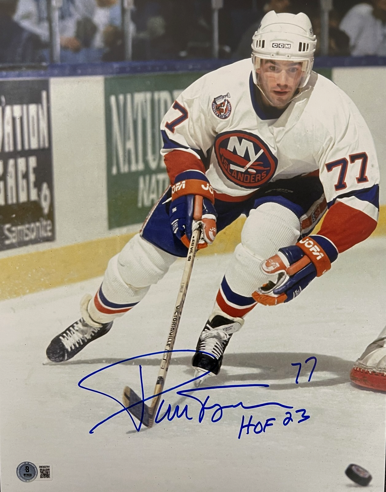 Pierre Turgeon Signed New York Islanders 11x14 Photo HOF Beckett Witness Authenticated-Powers Sports Memorabilia