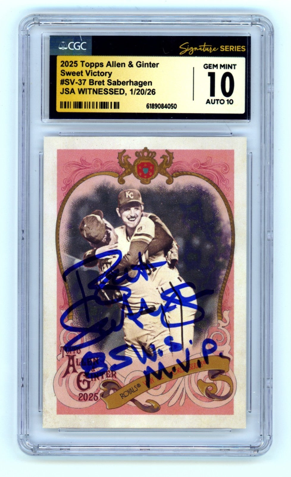 Bret Saberhagen 2025 Topps Allen & Ginter w/ 85 WS MVP Signed JSA CGC 10 Auto-Powers Sports Memorabilia