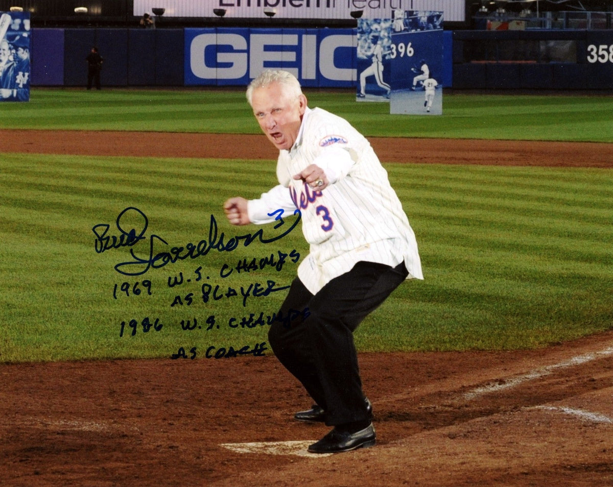 Bud Harrelson Signed New York Mets 8x10 Photo w/ 2 Inscriptions LSCM Authenticated-Powers Sports Memorabilia