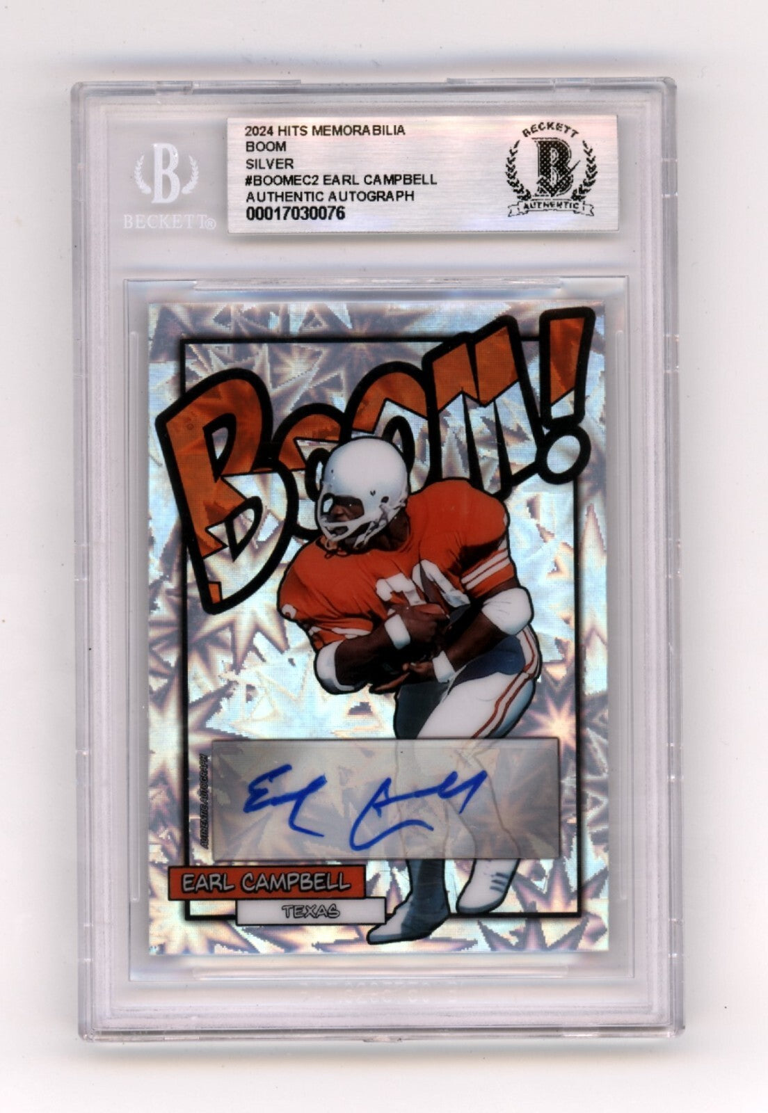 Earl Campbell 2024 Hits Memorabilia BOOM Silver Signed BGS BAS Auto Texas-Powers Sports Memorabilia