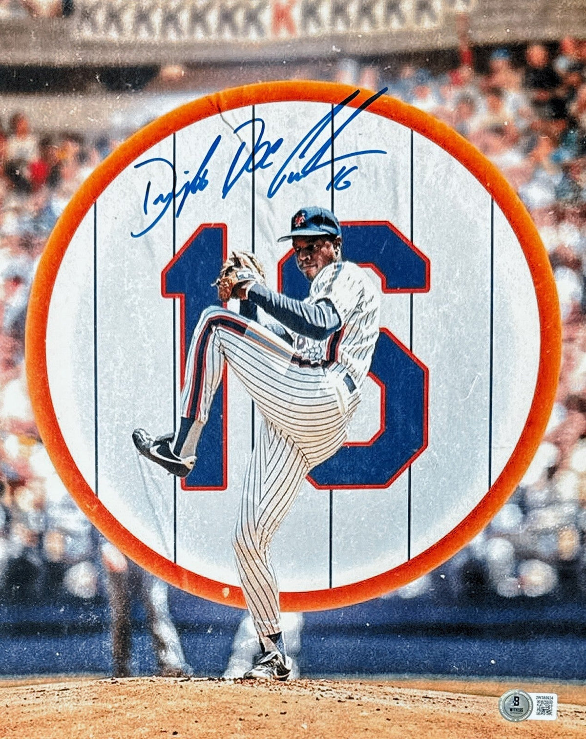 Doc Gooden Signed 11x14 #16 Retired Photo Full Name Beckett Witness Authenticated-Powers Sports Memorabilia