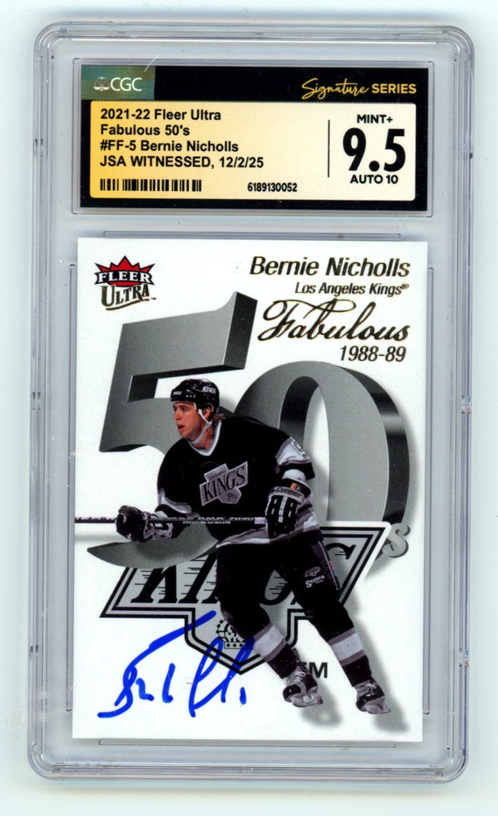 Bernie Nicholls 2021-22 Fleer Ultra Fabulous 50's Signed JSA CGC 9.5 10 Auto-Powers Sports Memorabilia