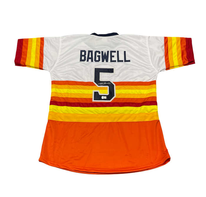 Jeff Bagwell Signed Houston Astros Custom Jersey Beckett BAS COA-Powers Sports Memorabilia