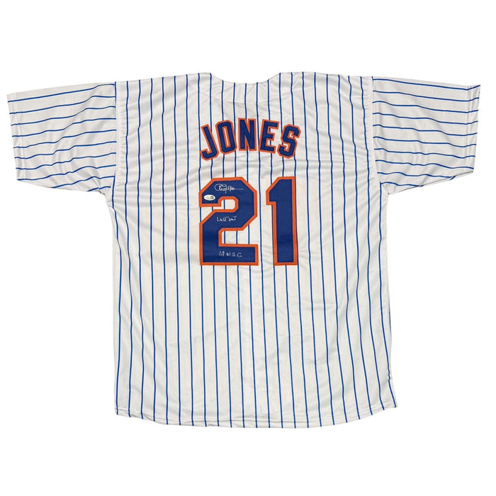 Cleon Jones Signed Custom Jersey w/ Last Out & 69 WSC JSA Witness Authenticated-Powers Sports Memorabilia