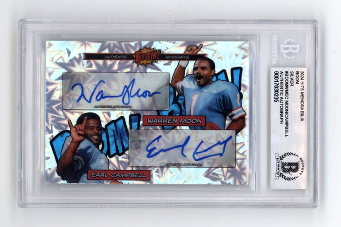 Warren Moon & Earl Campbell 2024 Hits BOOM Silver Dual Signed BGS BAS Auto Oiler-Powers Sports Memorabilia