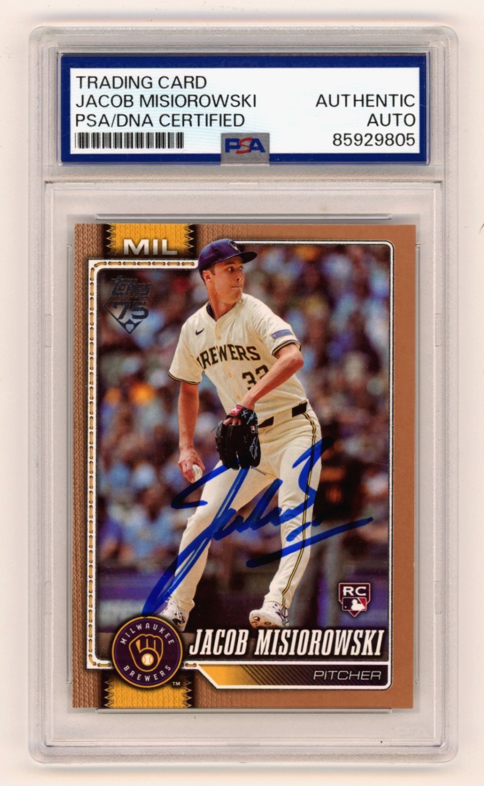 Jacob Misiorowski 2026 Topps Series 1 Gold Signed RC #/2026 PSA Authentic Auto-Powers Sports Memorabilia