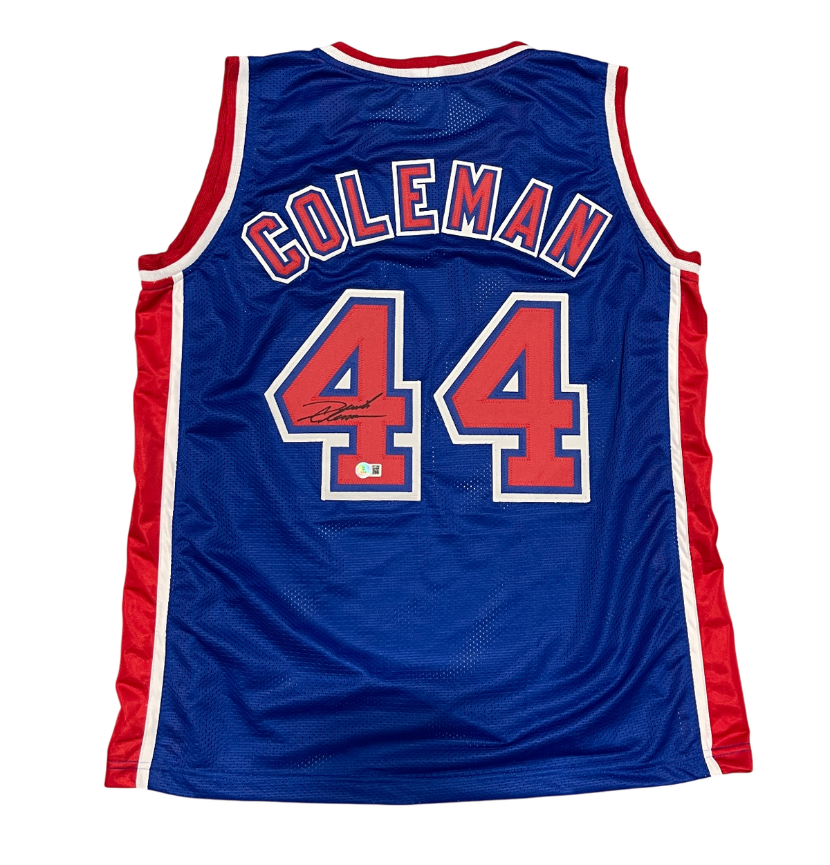 Derrick Coleman Signed New Jersey Nets Custom Jersey Beckett Witness BAS COA-Powers Sports Memorabilia