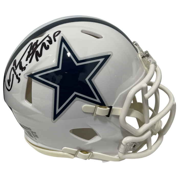 Larry Brown Signed Cowboys Alt Mini Helmet w/ SB XXX MVP Beckett Witness Authenticated-Powers Sports Memorabilia