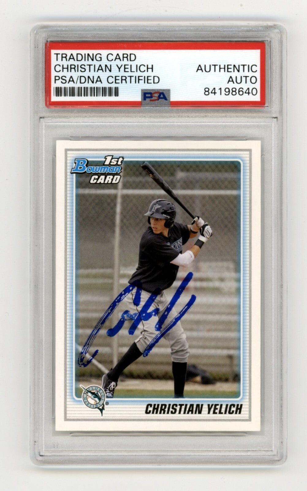Christian Yelich 2010 Bowman #BDPP78 Rookie RC Signed PSA/DNA Authenticated C-Powers Sports Memorabilia
