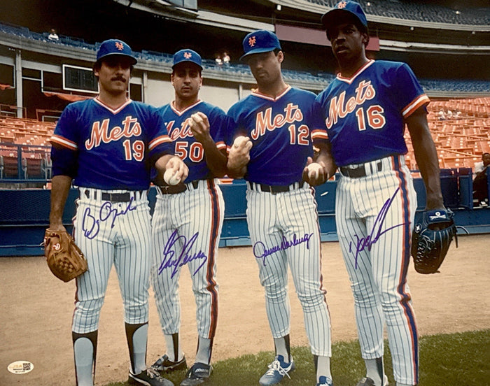 Gooden Darling Ojeda Fernandez Mets Starting Four Signed 16x20 Photo JSA Witness Authenticated B-Powers Sports Memorabilia