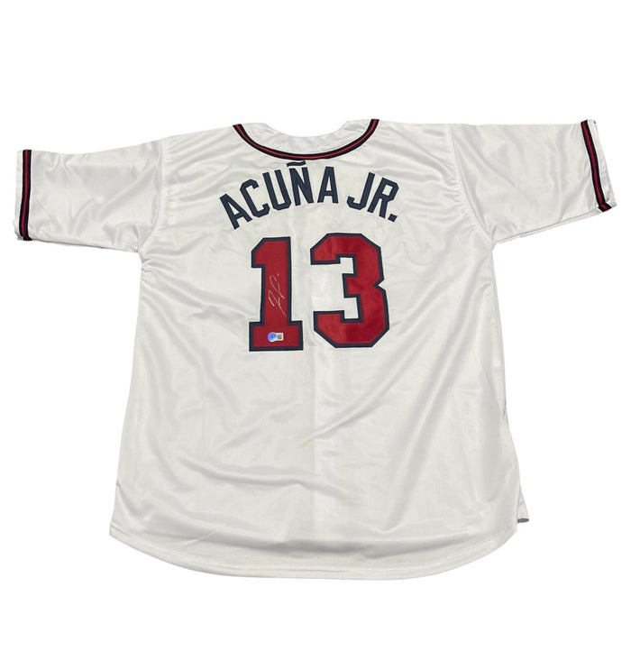 Ronald Acuna Jr Signed Atlanta Braves Custom Jersey Beckett Witness BAS COA-Powers Sports Memorabilia