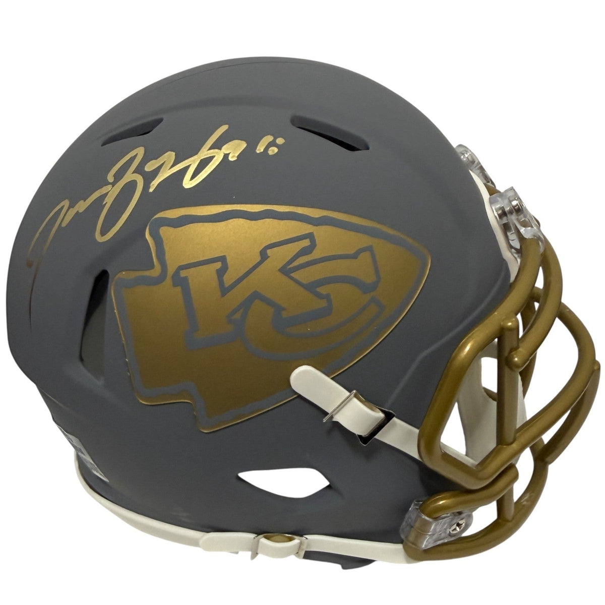 Tamba Hali Signed Kansas City Chiefs Slate Mini Helmet JSA Witness Authenticated-Powers Sports Memorabilia
