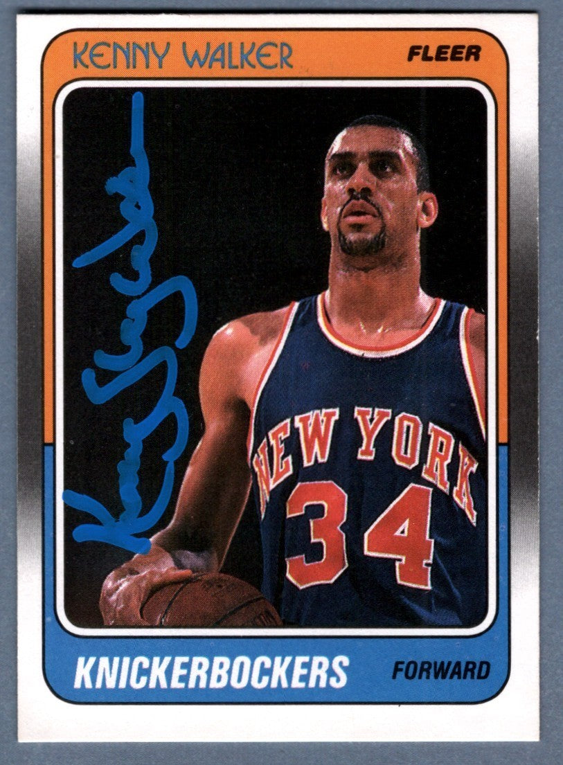 Kenny "Sky" Walker Signed 1988-89 Fleer #83 Rookie RC New York Knicks-Powers Sports Memorabilia