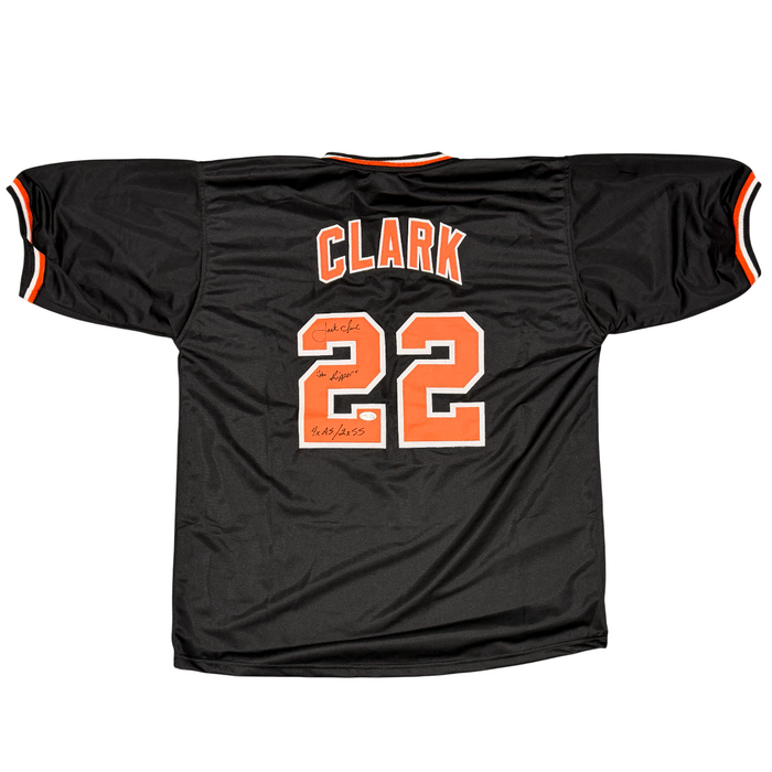 Jack Clark Signed Autographed SF Giants Custom Jersey w/ 3 Ins JSA Witness COA B-Powers Sports Memorabilia