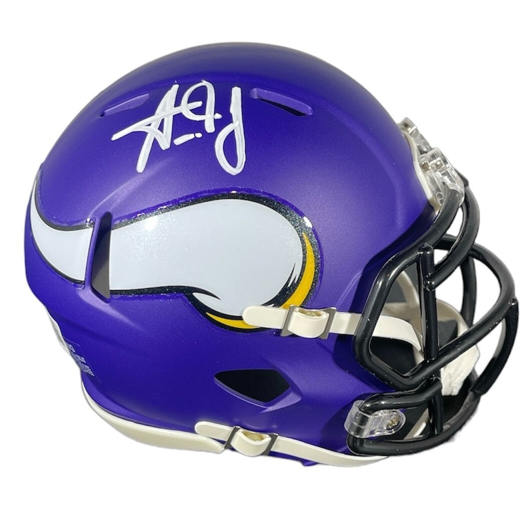 Aaron Jones Signed Vikings Speed Mini Helmet Beckett Witness Authenticated-Powers Sports Memorabilia