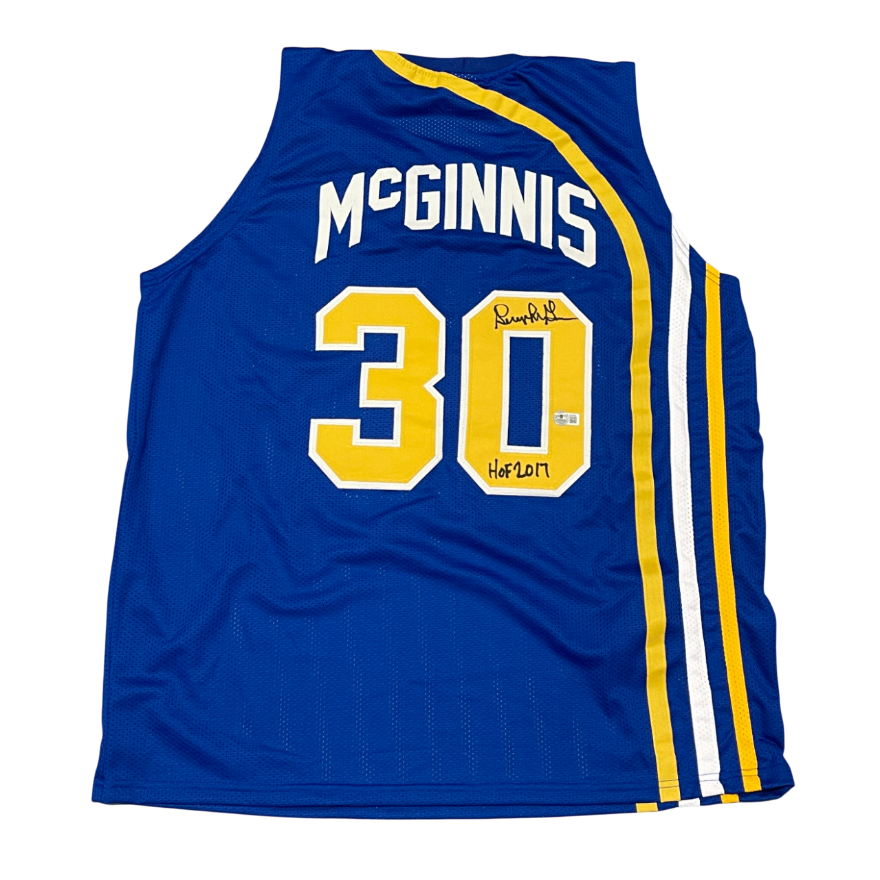 George McGinnis Signed Pacers Custom Jersey w/ HOF 2017 Beckett Authenticated-Powers Sports Memorabilia