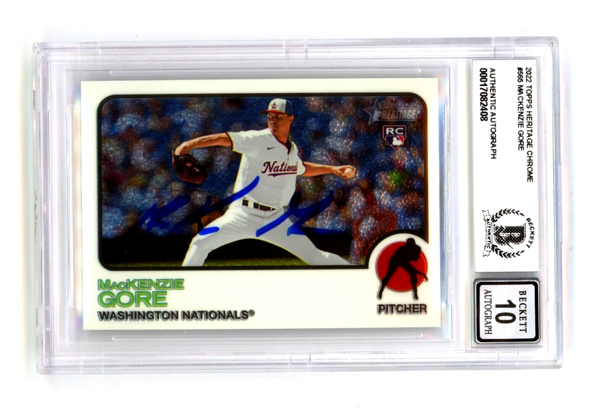 MacKenzie Gore 2022 Topps Heritage Chrome 608/999 #565 Rookie RC BAS BGS 10 Auto-Powers Sports Memorabilia