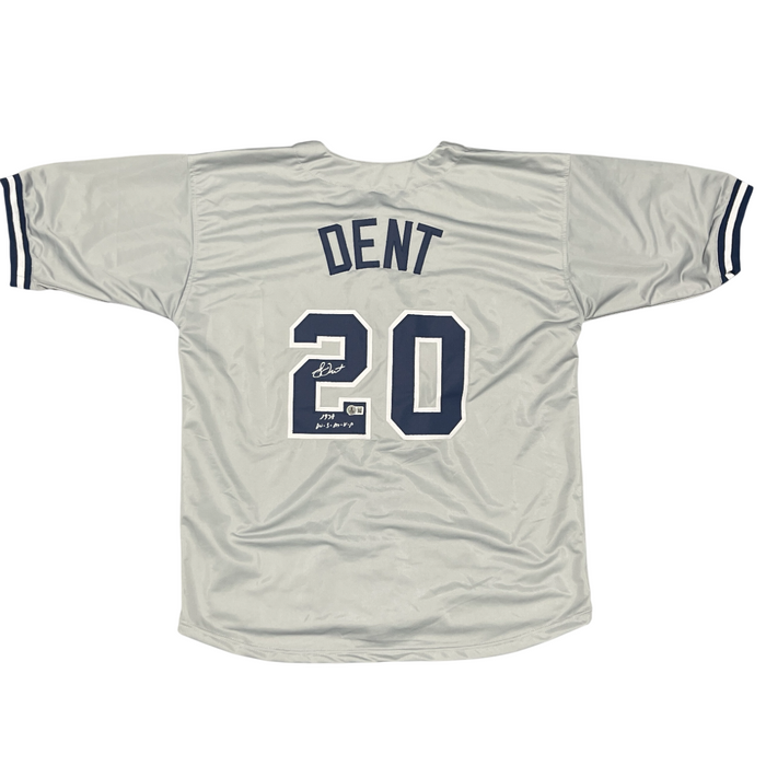 Bucky Dent Signed Yankees Custom Jersey w/ 1978 WS MVP Beckett Witness BAS COA-Powers Sports Memorabilia