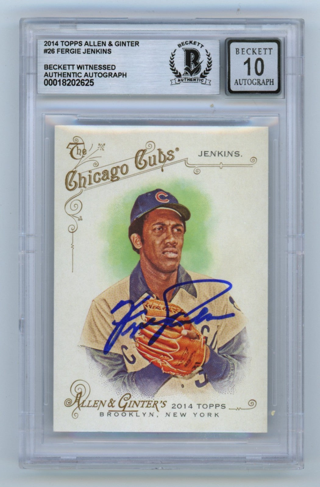 Fergie Jenkins 2014 Topps Allen & Ginter #26 Signed Beckett BGS 10 Auto Cubs-Powers Sports Memorabilia