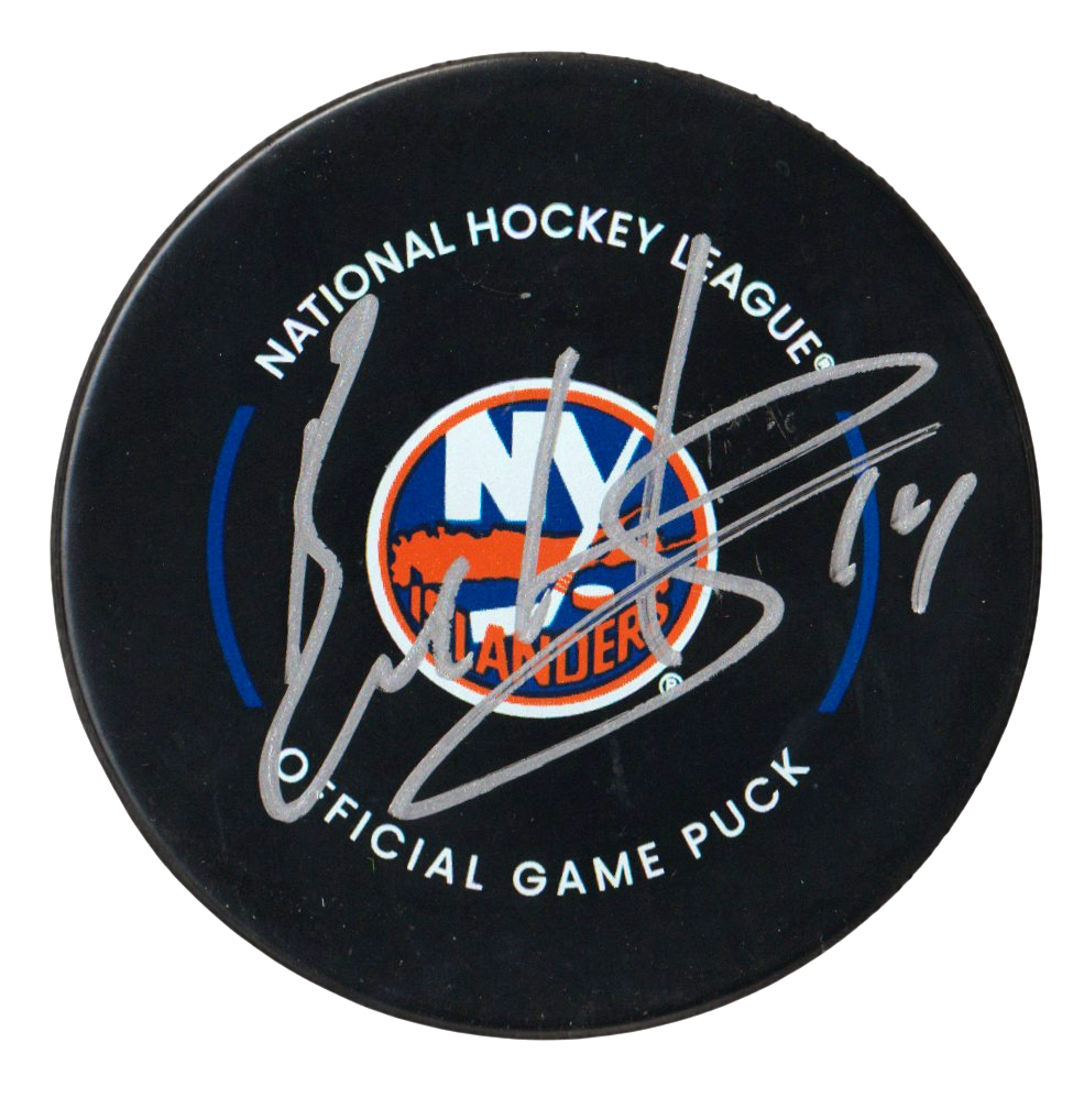Bo Horvat Signed New York Islanders Game Official Puck Beckett Witness BAS COA-Powers Sports Memorabilia