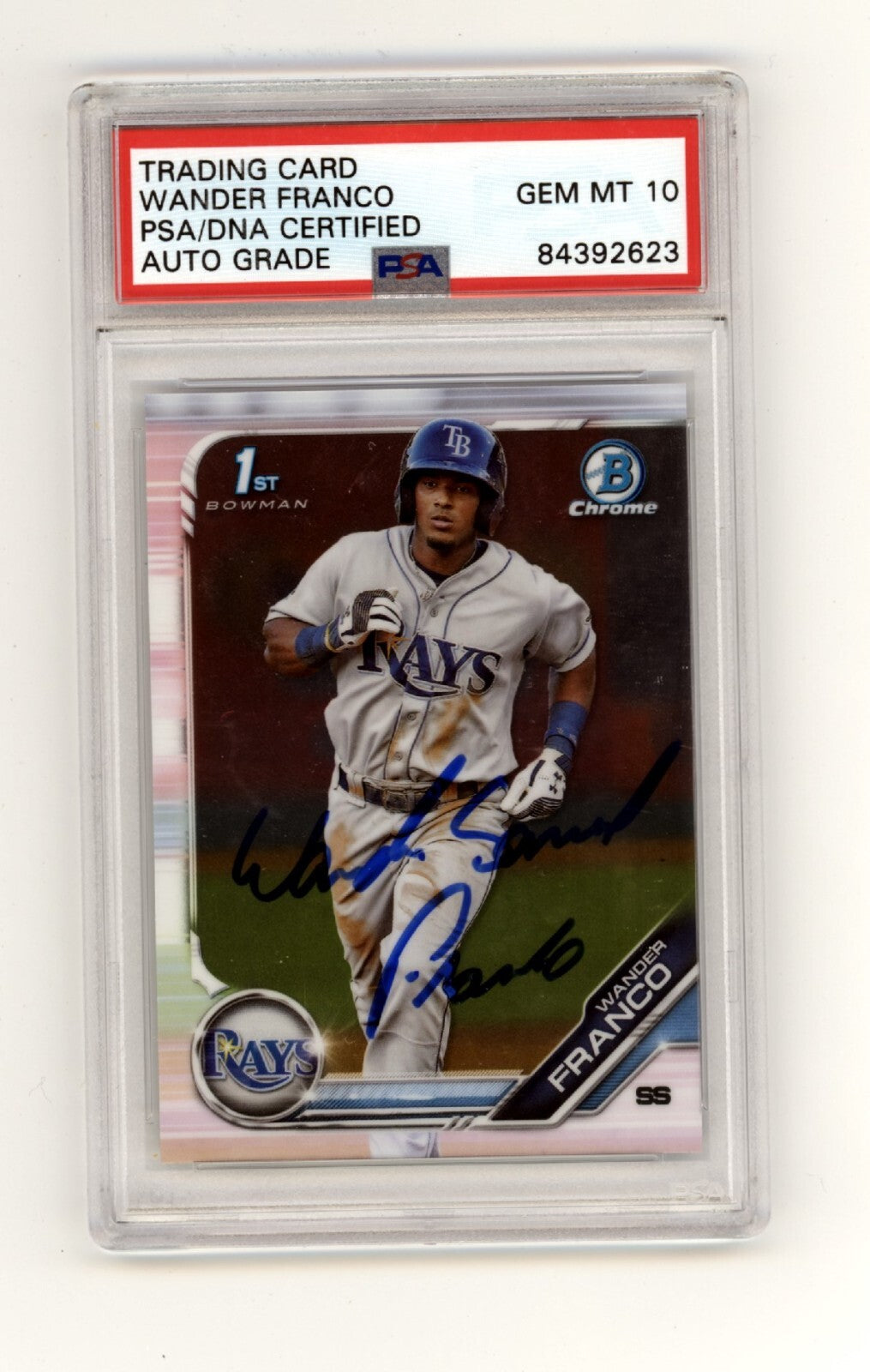 Wander Franco 2019 Bowman Chrome 1st RC Full Name Signed PSA 10 Auto Rays-Powers Sports Memorabilia