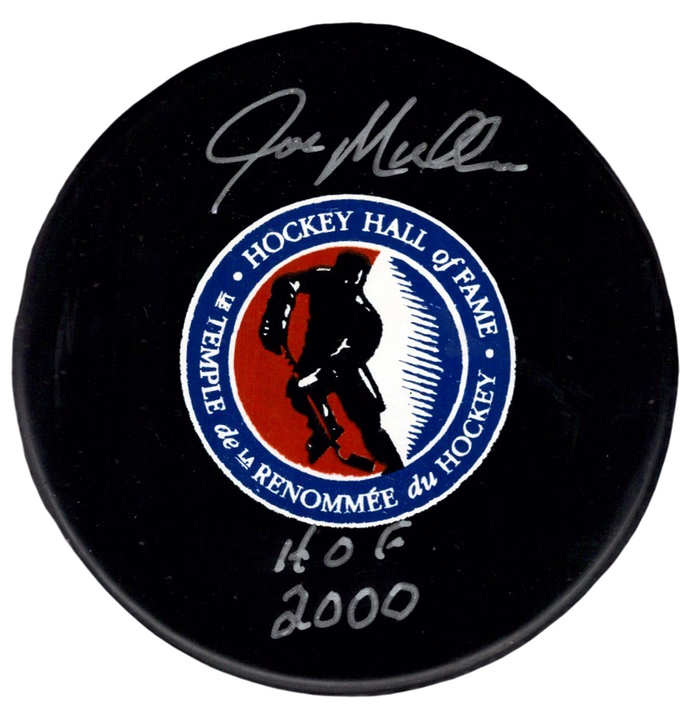 Joe Mullen Signed HOF Logo Puck w/ HOF 2000 JSA Witness Authenticated-Powers Sports Memorabilia