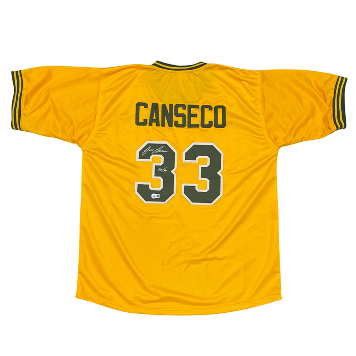 Jose Canseco Signed Athletics Custom Jersey w/ 40/40 Ins Beckett Witness BAS COA-Powers Sports Memorabilia
