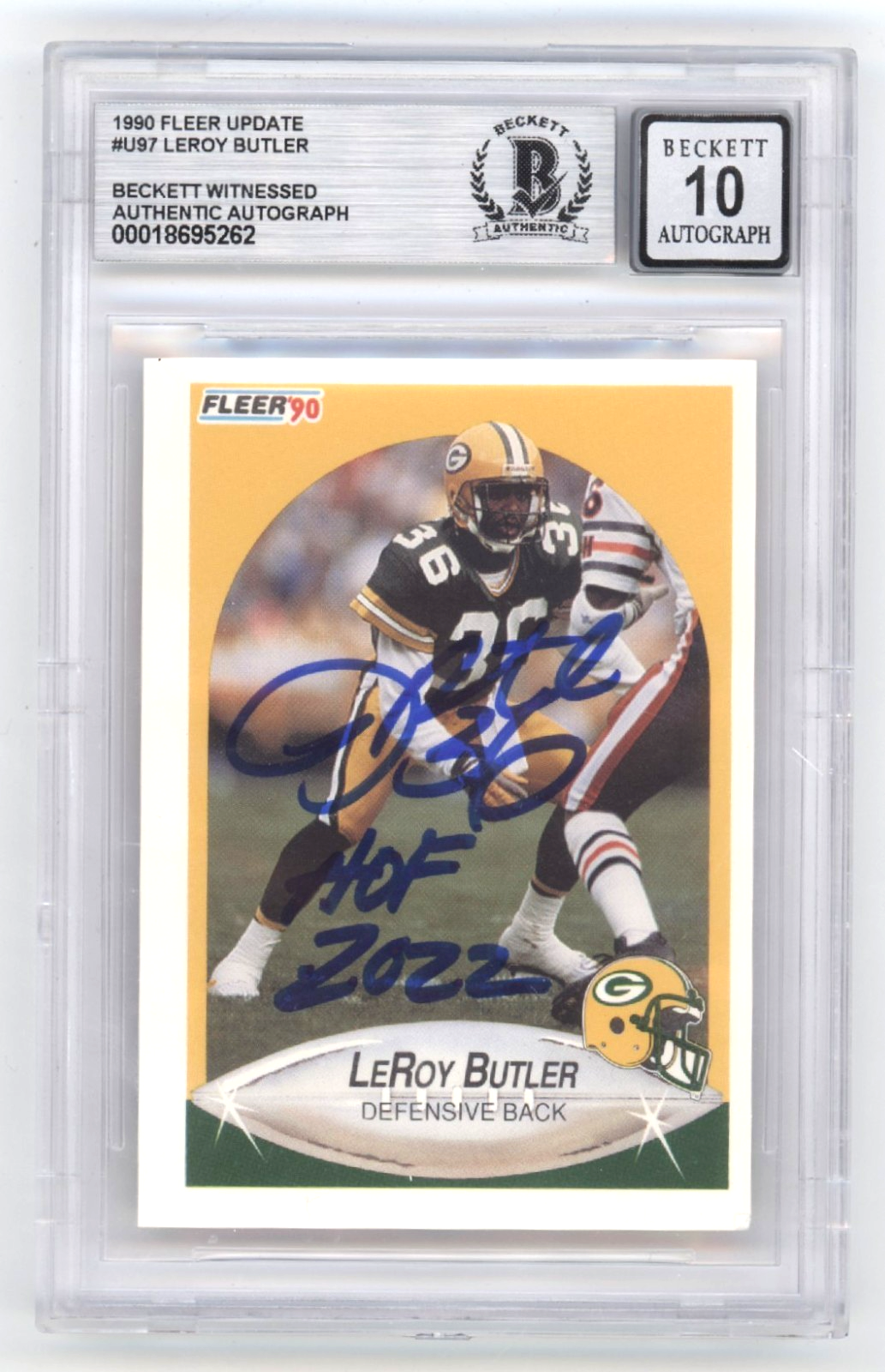 LeRoy Butler 1990 Fleer Update Signed Rookie RC w/ HOF 2022 Beckett BGS 10 Auto-Powers Sports Memorabilia