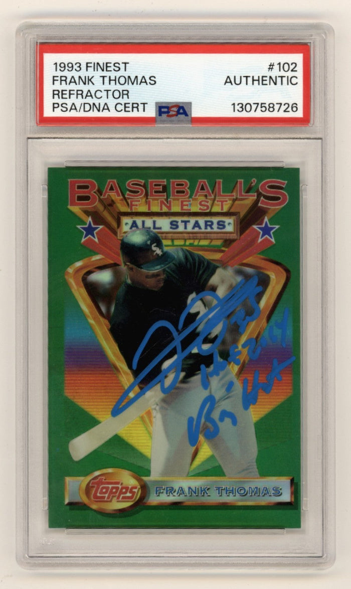 Frank Thomas 1993 Topps Finest #102 Refractor Signed w/ 2 Ins PSA Auto White Sox-Powers Sports Memorabilia