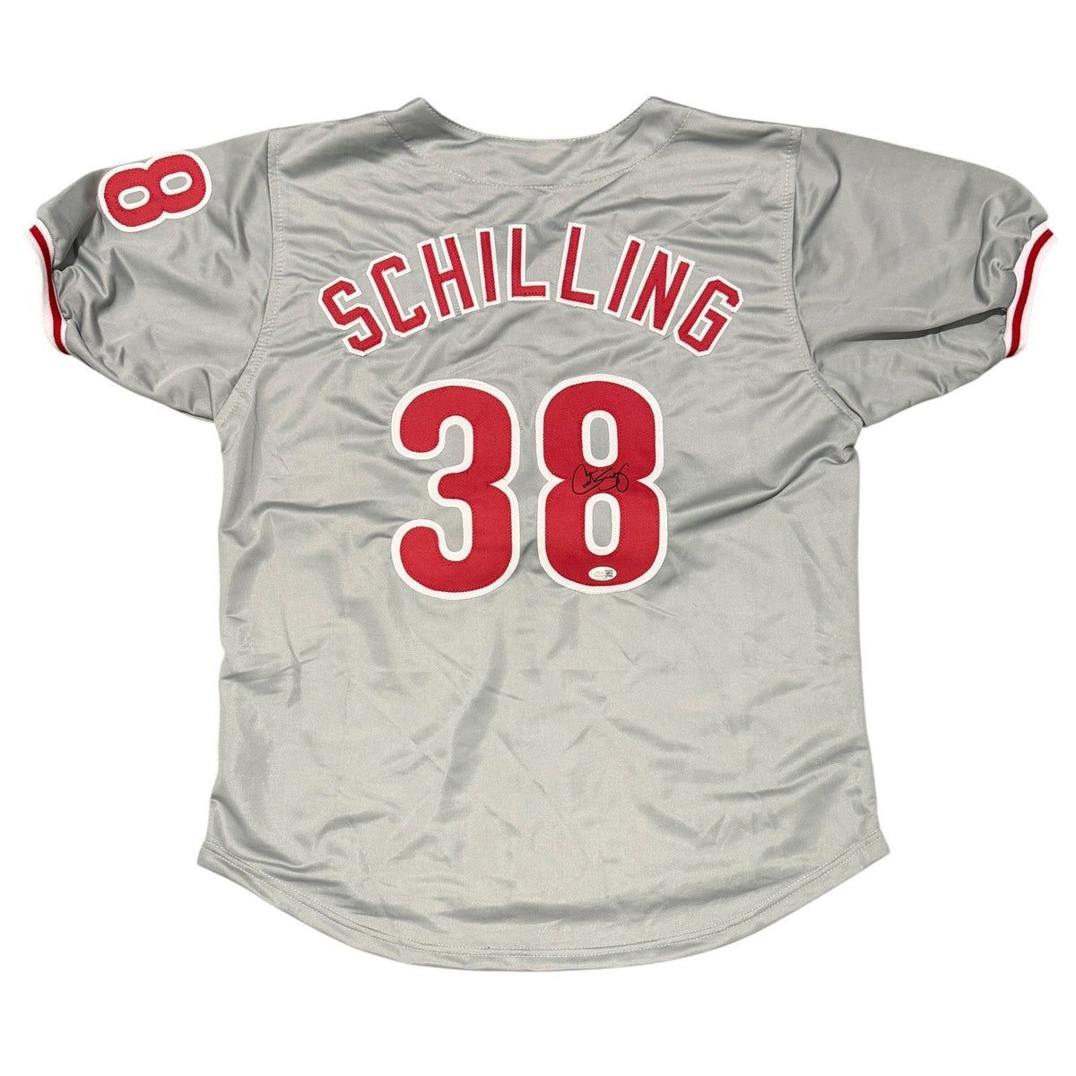 Curt Schilling Signed Philadelphia Phillies Custom Jersey JSA Witness COA-Powers Sports Memorabilia