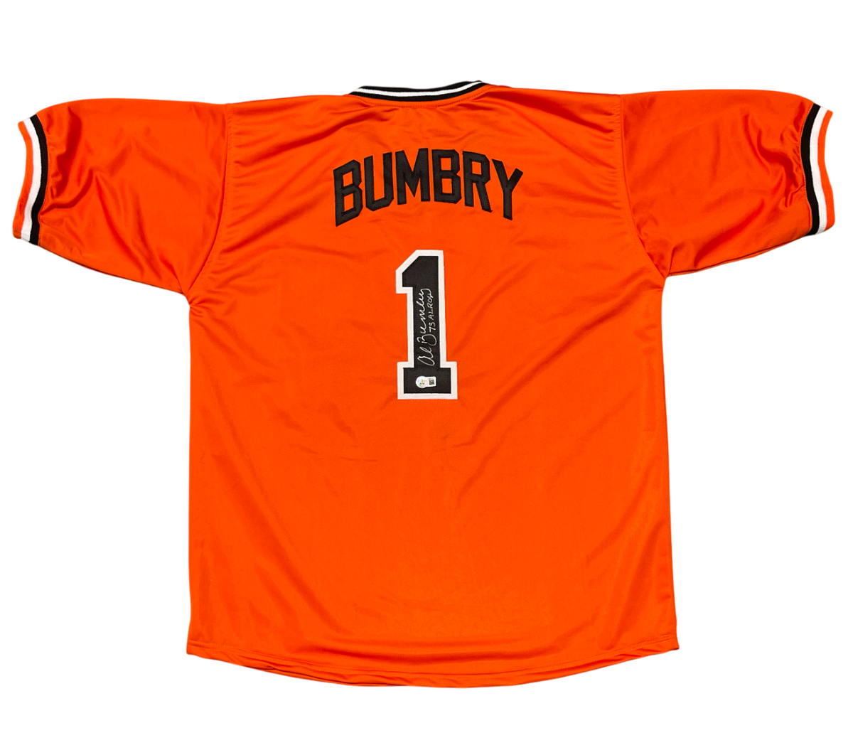 Al Bumbry Signed Baltimore Orioles Custom Jersey w 73 AL ROY Beckett Wit BAS COA-Powers Sports Memorabilia