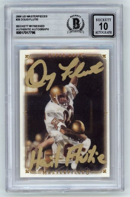 Doug Flutie 2008 UD Masterpieces #26 Signed w/ Hail Ins Beckett BAS BGS 10 Auto-Powers Sports Memorabilia