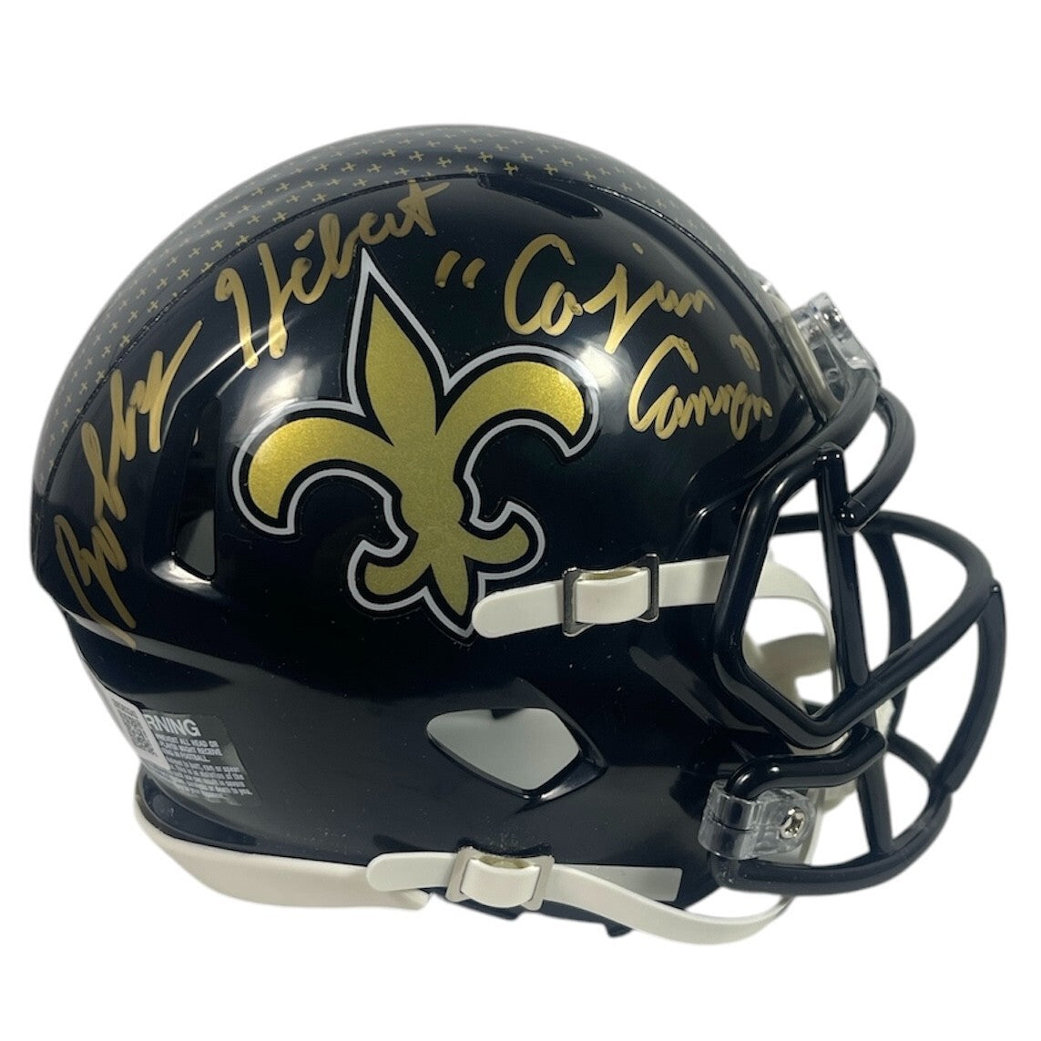 Bobby Hebert Signed Saints Alt Mini Helmet Cajun Cannon Beckett Witness Authenticated-Powers Sports Memorabilia