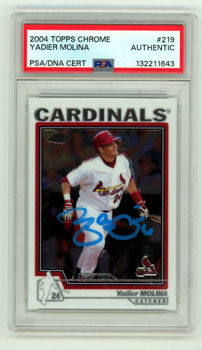 Yadier Molina 2004 Topps Chrome #219 Signed RC PSA/DNA Authenticated Cardinals-Powers Sports Memorabilia
