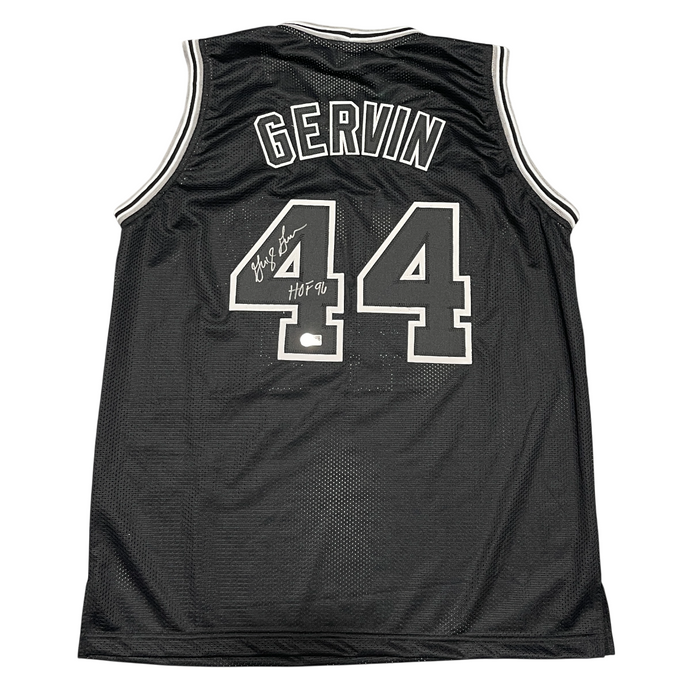 George Gervin Signed Custom Jersey w/ HOF 96 Beckett W Beckett Authenticated - Black Jersey-Powers Sports Memorabilia