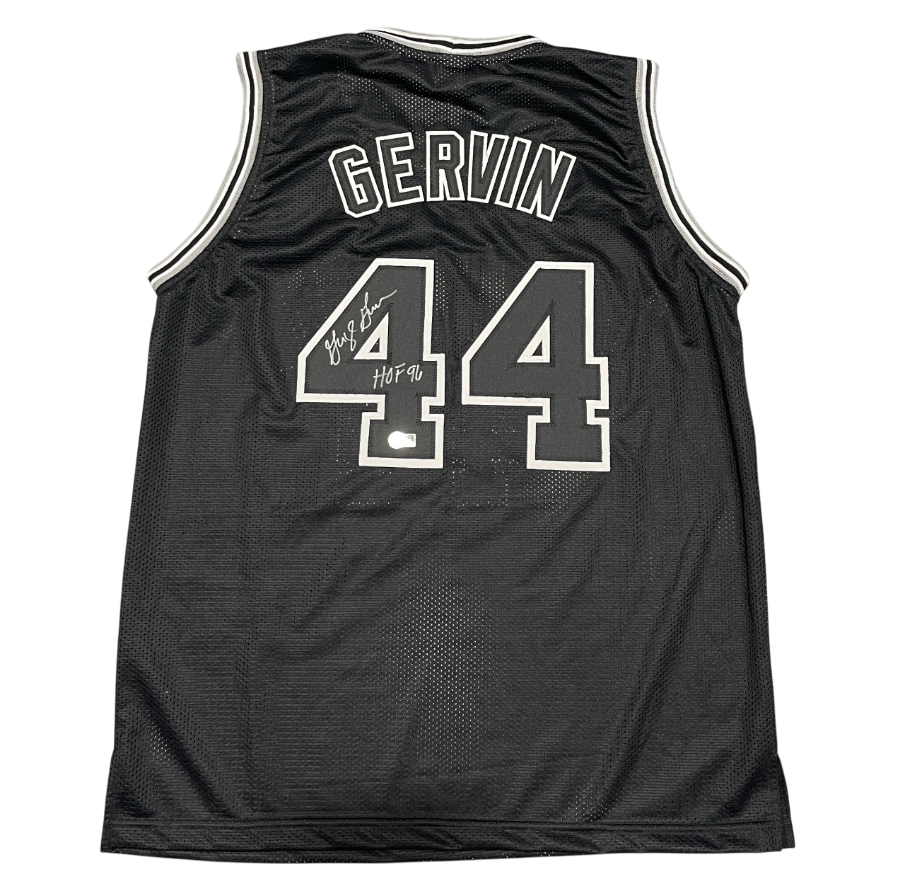 George Gervin Signed Custom Jersey w/ HOF 96 Beckett W Beckett Authenticated - Black Jersey-Powers Sports Memorabilia
