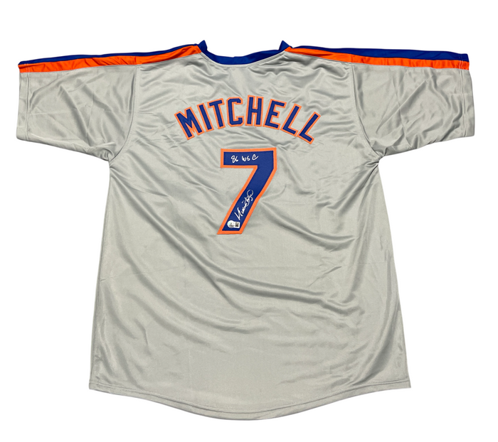Kevin Mitchell Signed Auto New York Mets Custom Jersey w/ 86 WSC Beckett BAS COA-Powers Sports Memorabilia