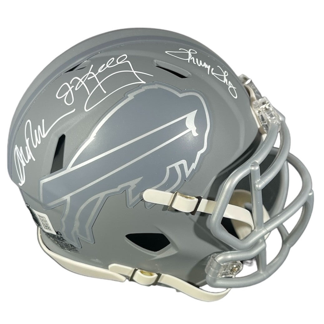 Kelly Reed Thomas Triple Signed Bills Slate Mini Helmet Beckett Wit BAS COA-Powers Sports Memorabilia