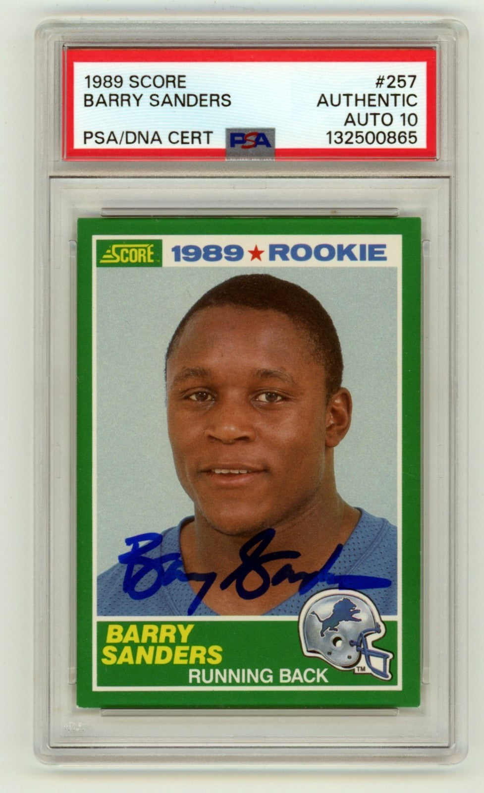 Barry Sanders 1989 Score #257 Rookie RC Signed PSA 10 Auto Detroit Lions HOF-Powers Sports Memorabilia
