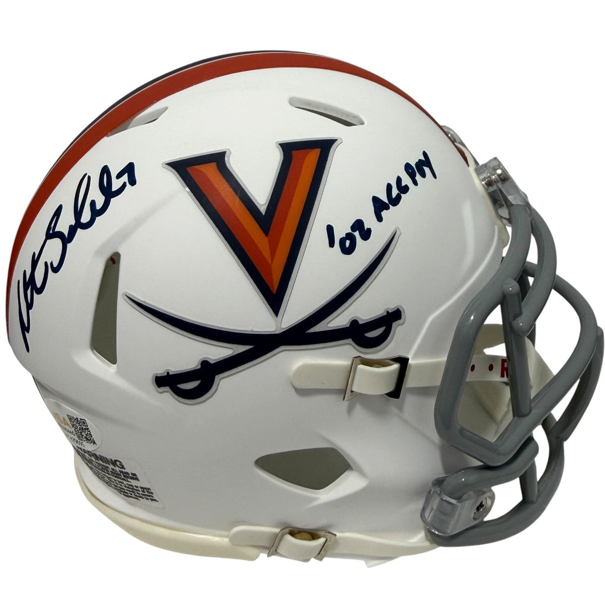 Matt Schaub Signed Virginia Cavaliers Mini Helmet w/ 02 ACC POY JSA Witness COA-Powers Sports Memorabilia