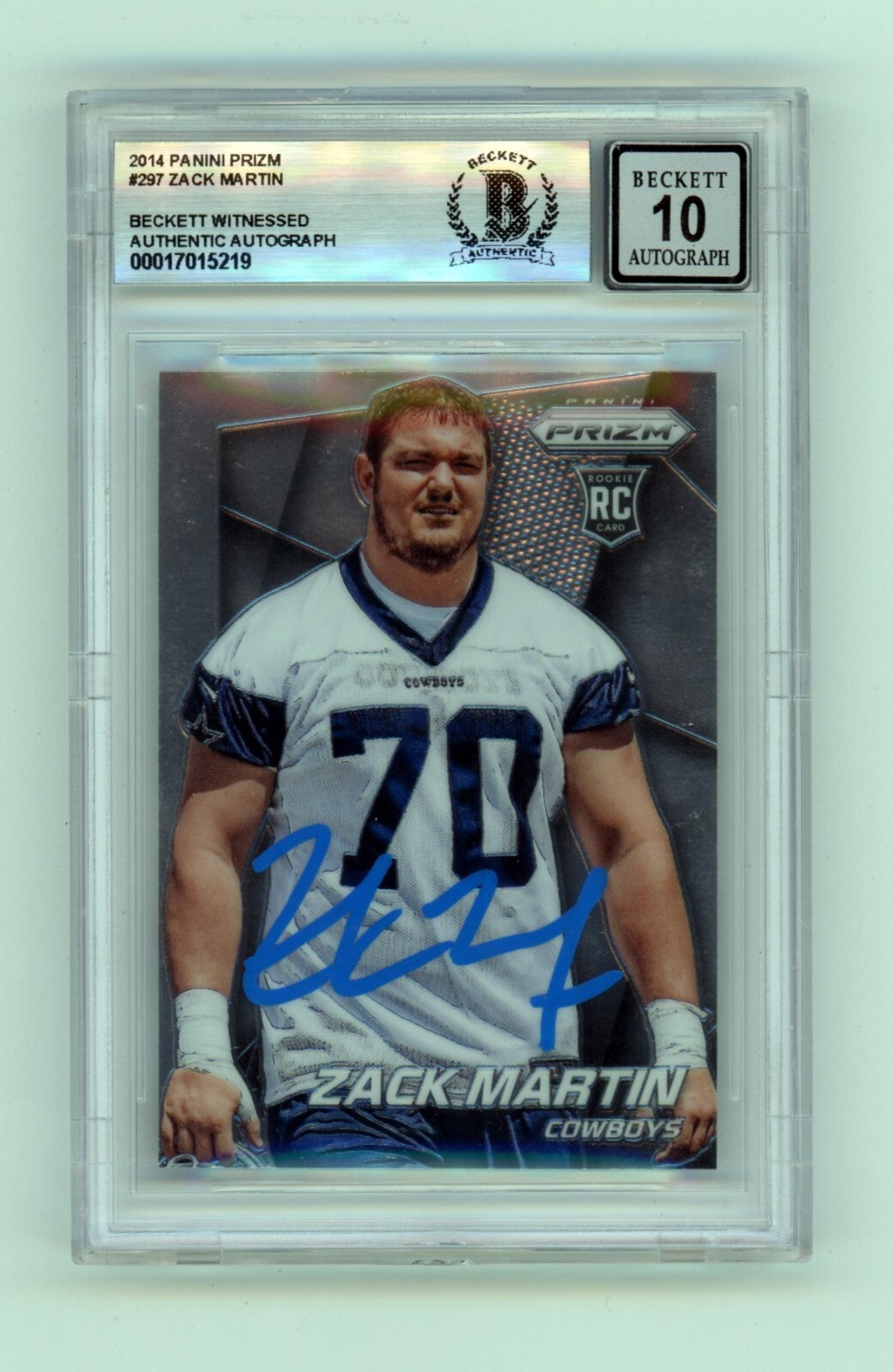 Zack Martin 2014 Panini Prizm #297 Signed Rookie RC Beckett BGS 10 Auto Cowboys-Powers Sports Memorabilia