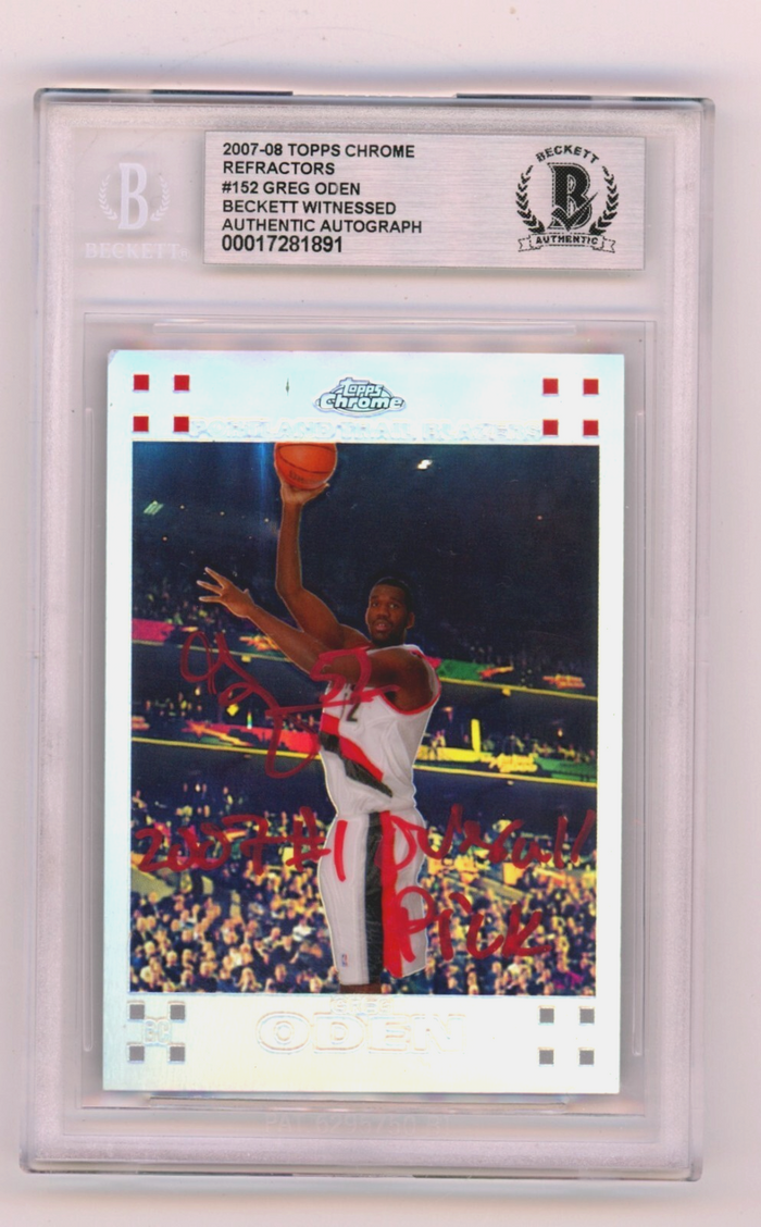 Greg Oden 2007-08 Topps Chrome Refractor #/1499 RC Signed w #1 Pick BGS BAS Auto-Powers Sports Memorabilia
