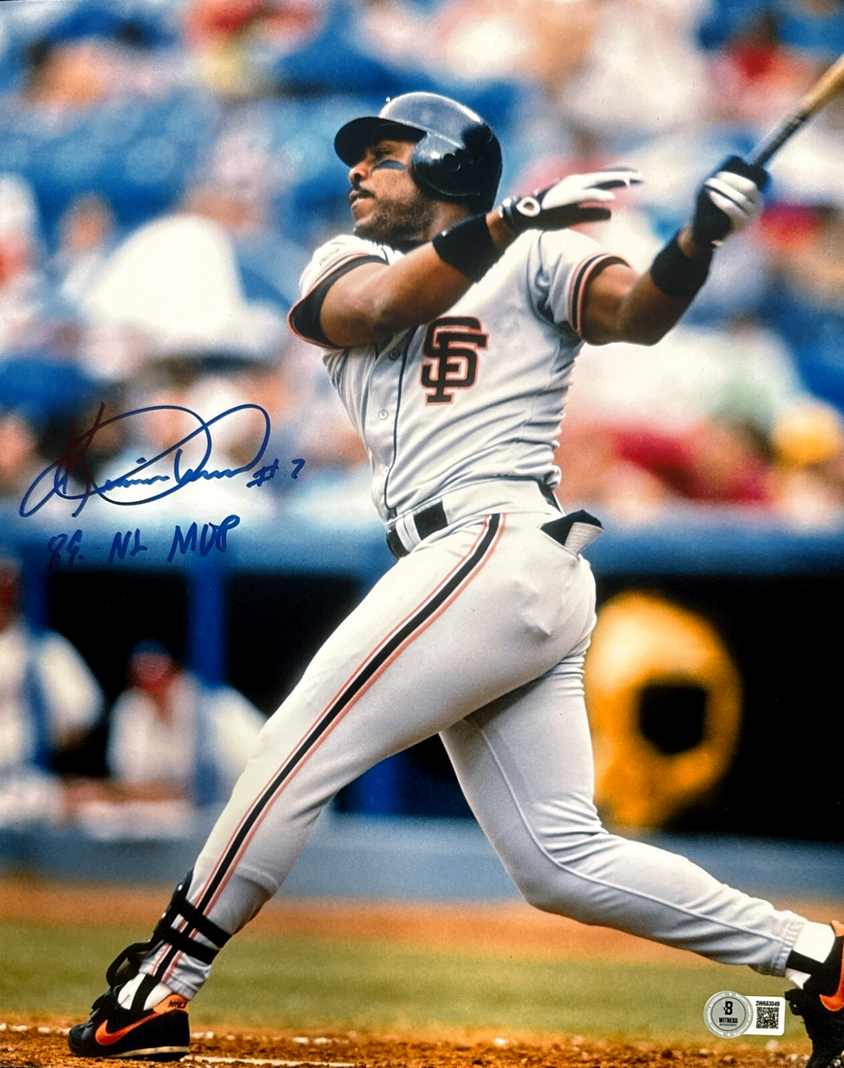Kevin Mitchell Signed SF Giants 11x14 Photo w/ 79 NL MVP Beckett Witness BAS COA-Powers Sports Memorabilia